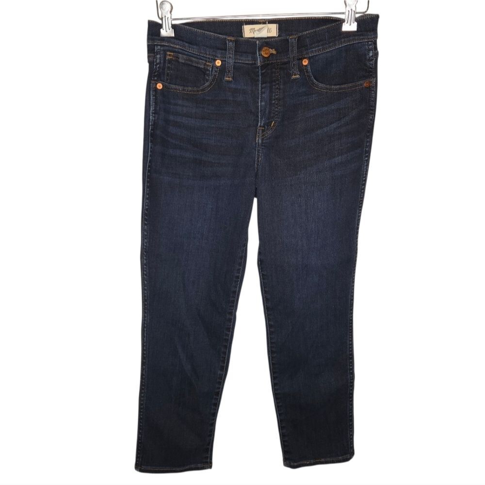 Madewell Mid-rise Stovepipe Dark Wash Denim Jeans Size 28p 28 Petite